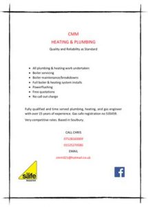 CMM Heating and Plumbing advertisement